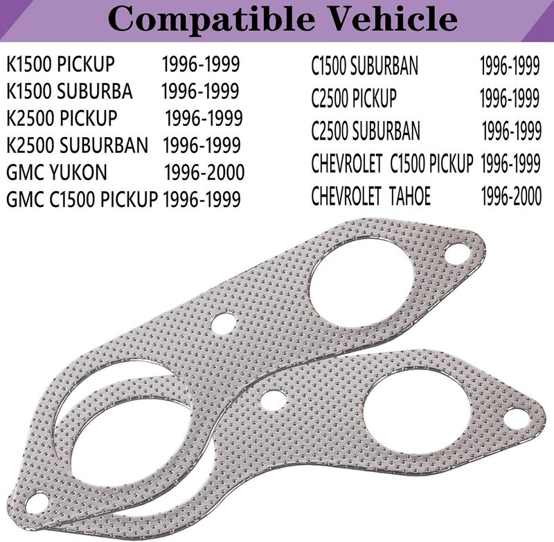 LYNSHINE 31575 (2PCS) Exhaust Pipe Flange Gasket For CHEVROLET，GMC，C1500 PICKUP SUBURBAN,C2500 PICKUP SUBURBAN K1500 PICKUP SUBURBAN K2500 PICKUP SUBURBAN 1996 1997 1998 1999;CADILLAC ESCALADE 1999-2000 - Image 2
